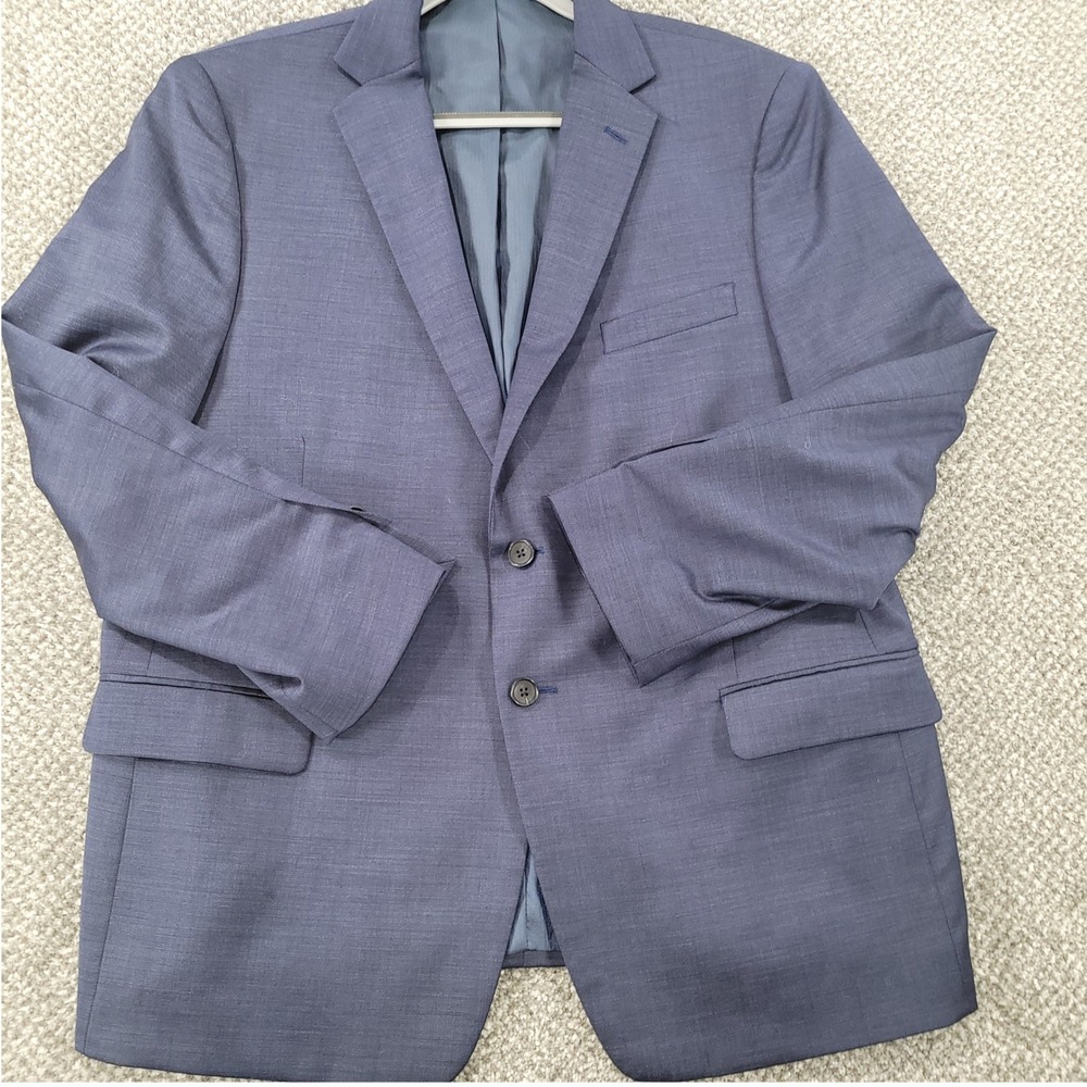 Awearness Kenneth Cole Mens 44 Short Blue Wool Blazer Executive Fit Sport Coat